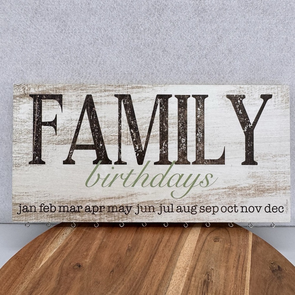 Wooden Family Birthday Calendar Board Wall Hanging With 24 Tags Country‎